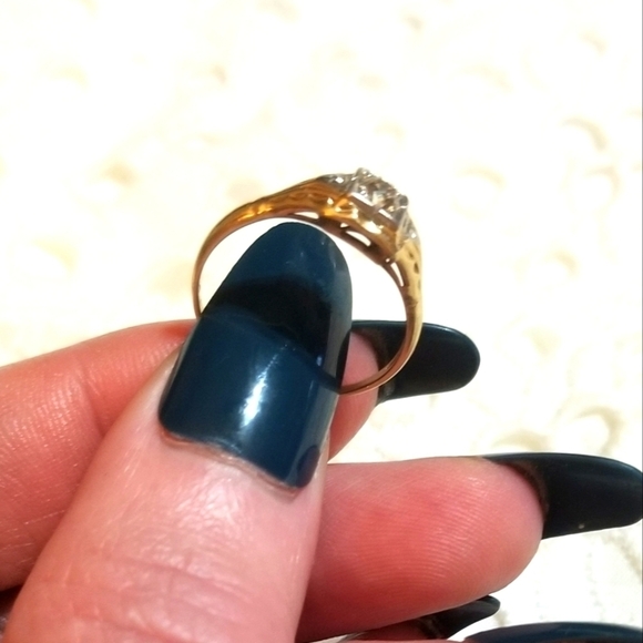 ANTQ SOLID 14KT gold European Cut Diamond Ring - Picture 4 of 8